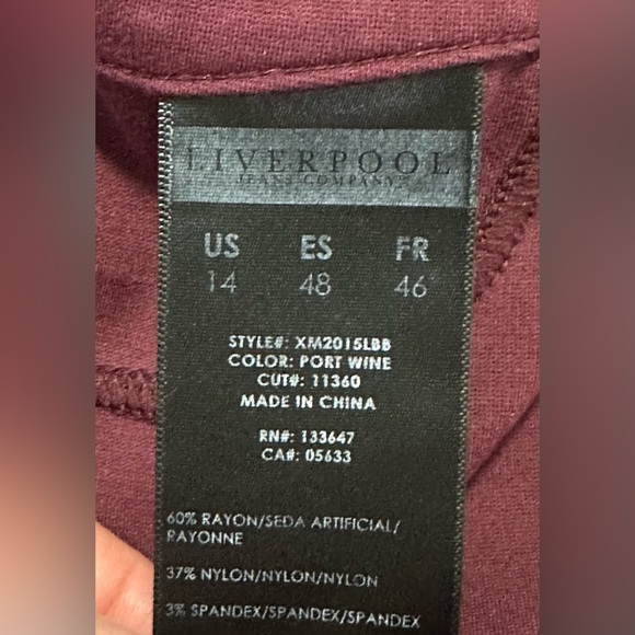 π· Liverpool Jeans Co. Skinny Maroon Jegging Pants - Ankle Length π· - Picture 5 of 13